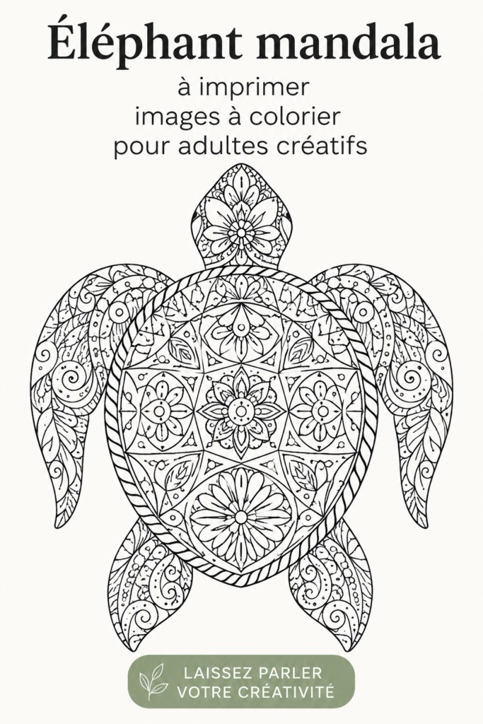 Mandala d'éléphant à colorier pour adultes, prêt à imprimer.