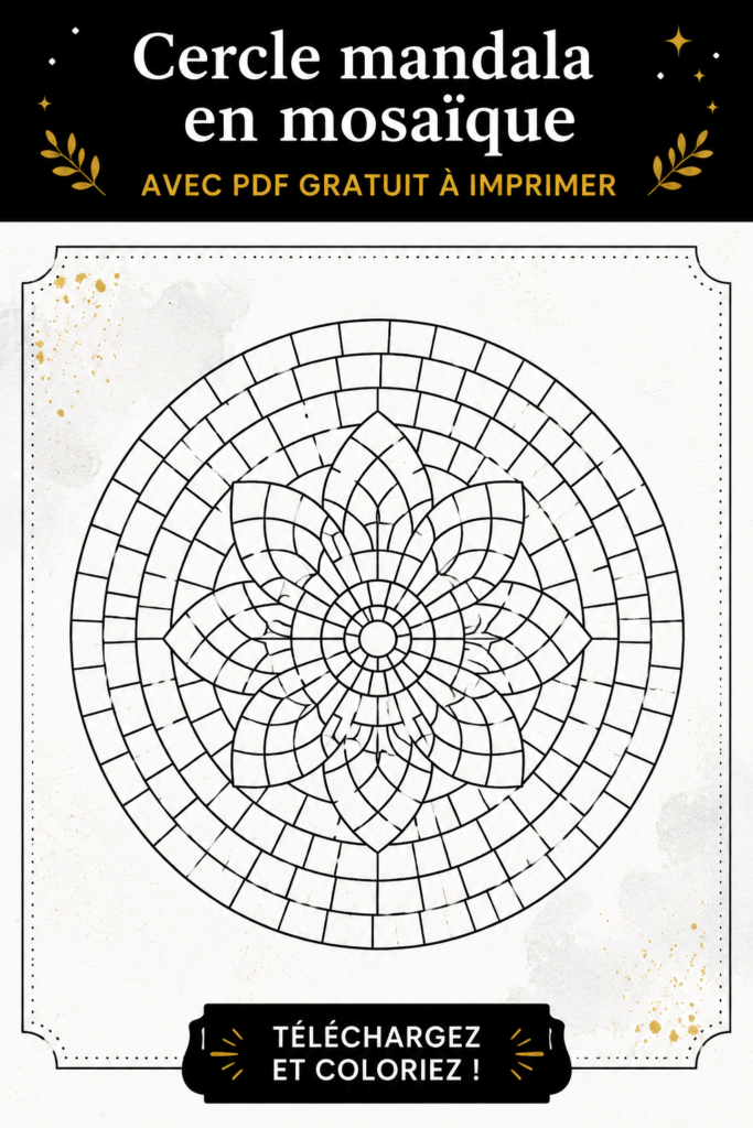 Un mandala mosaïque coloré avec un modèle PDF gratuit à imprimer