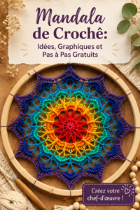 Un mandala coloré réalisé au crochet, illustrant la créativité et le savoir-faire artisanal.