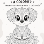 Mandalas de chiens colorés pour encourager la créativité et la détente.