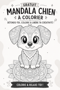 Mandalas de chiens colorés pour encourager la créativité et la détente.