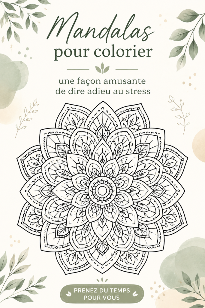 Une femme colorie un mandala apaisant avec des crayons de couleur.