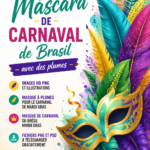 Masque de carnaval coloré orné de plumes et de paillettes.