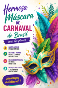 Masque de carnaval coloré orné de plumes et de paillettes.