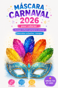 Enfants coloriant des masques de carnaval colorés avec des crayons.