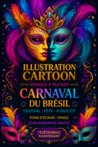 Masque de carnaval coloré avec des plumes et des paillettes