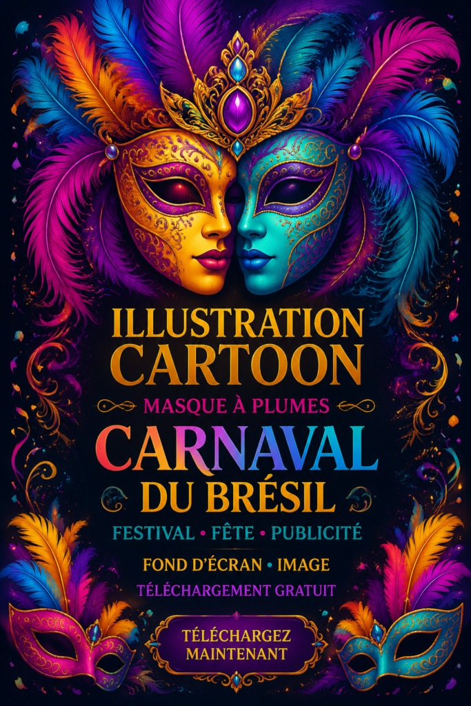 Masque de carnaval coloré avec des plumes et des paillettes