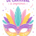 Un assortiment de masques de carnaval colorés imprimables sur une table
