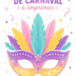 Un assortiment de masques de carnaval colorés imprimables sur une table