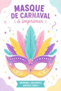 Un assortiment de masques de carnaval colorés imprimables sur une table