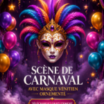 Un élégant masque vénitien coloré typique du carnaval