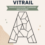Maquette de lettres en vitrail colorées, prêtes à être imprimées pour des créations artistiques.
