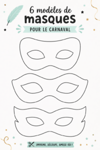 Un ensemble de six masques colorés pour le carnaval sur une table