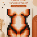 Un échantillon de motifs alpha colorés appliqués sur du tissu.