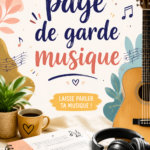 Une belle page de garde musicale colorée avec des illustrations artistiques