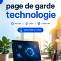 Une page de garde technologique joliment conçue avec des graphiques modernes.