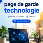Une page de garde technologique joliment conçue avec des graphiques modernes.