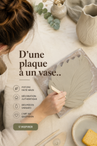 Vase moderne fait main à partir d'une dalle en céramique, décoré avec des fleurs colorées