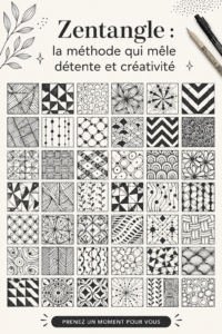 Femme détendue créant un dessin Zentangle sur une table