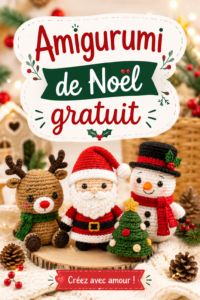 Amigurumis de Noël colorés crochetés à la main, parfaits pour les décorations de fêtes.
