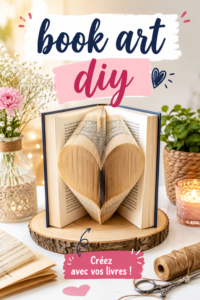 Une création artistique destinée à décorer un intérieur, réalisée à partir de livres recyclés.