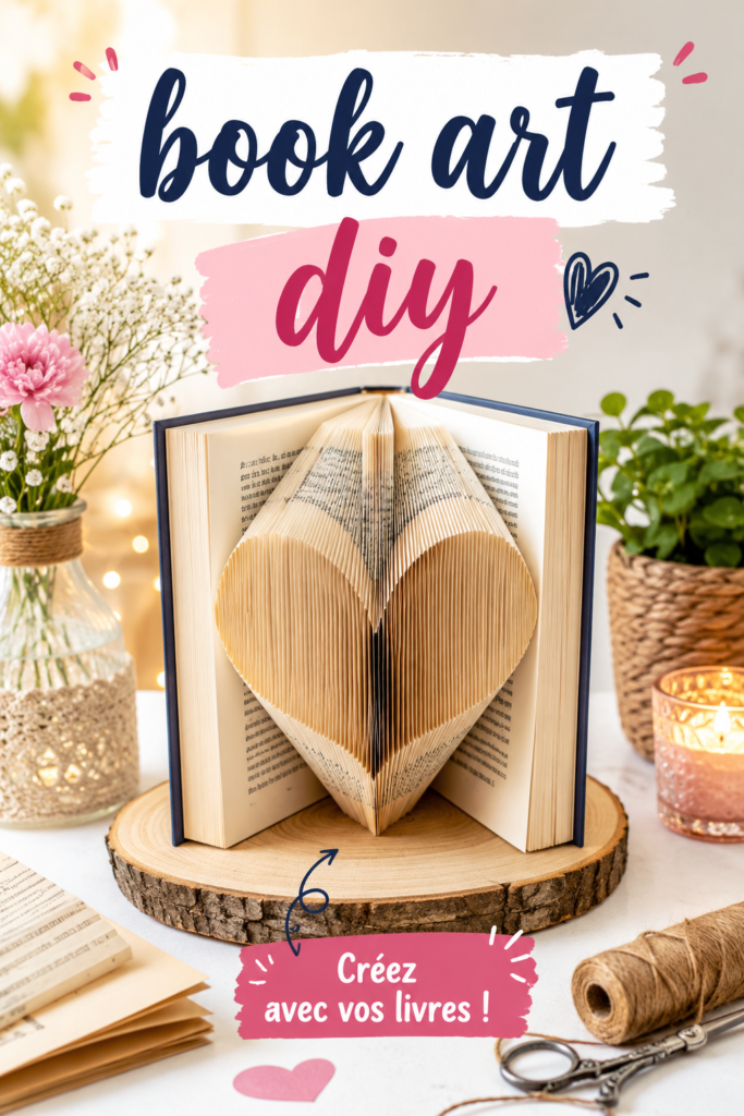 Une création artistique destinée à décorer un intérieur, réalisée à partir de livres recyclés.