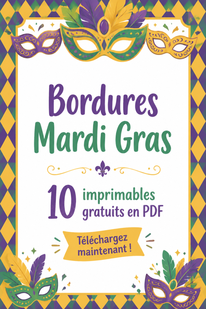 Exemple de bordures colorées pour Mardi Gras à imprimer