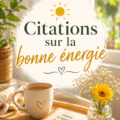 Une image inspirante symbolisant la bonne énergie avec des citations motivantes en arrière-plan.