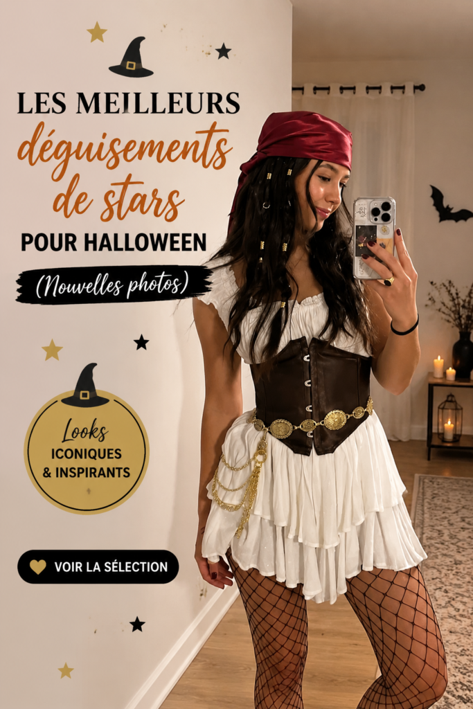 Costume d'Halloween inspiré d'une célébrité sur une personne souriante