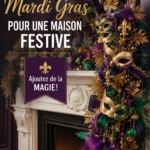Couronne de porte colorée et festive pour célébrer Mardi Gras avec des motifs joyeux.