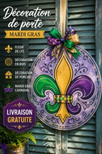 Porte-de-porte coloré décoré pour Mardi Gras en bois