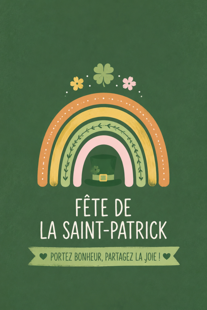 Décoration de la Saint-Patrick avec des couleurs vertes et dorées.