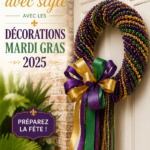 Décorations colorées pour célébrer Mardi Gras en 2025.