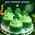 Desserts colorés pour la Saint-Patrick, design chaleureux et festif.