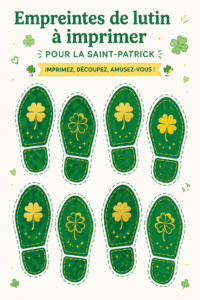 Empreintes de leprechaun imprimées pour la Saint-Patrick sur une surface en bois