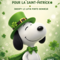 Fonds d'écran mignon Snoopy sur fond vert pour la Saint-Patrick