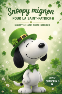Fonds d'écran mignon Snoopy sur fond vert pour la Saint-Patrick