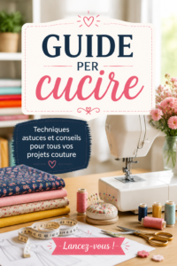 Femme souriante en train de coudre avec des tissus colorés