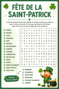 Des participants amusés lors d'un jeu de mots pour la Saint-Patrick.