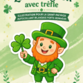 Illustration mignonne d'un leprechaun avec un trèfle pour la Saint-Patrick
