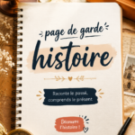 Exemple de page de garde d'histoire personnalisée avec des illustrations historiques.