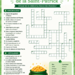 Mot croisés imprimable à thème Saint Patrick sur fond festif