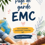 Une page de garde colorée et décorative pour un classeur scolaire, montrant la créativité dans l'éducation.