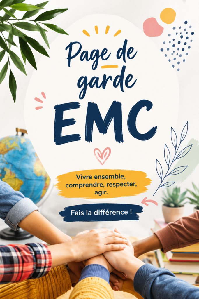 Une page de garde colorée et décorative pour un classeur scolaire, montrant la créativité dans l'éducation.