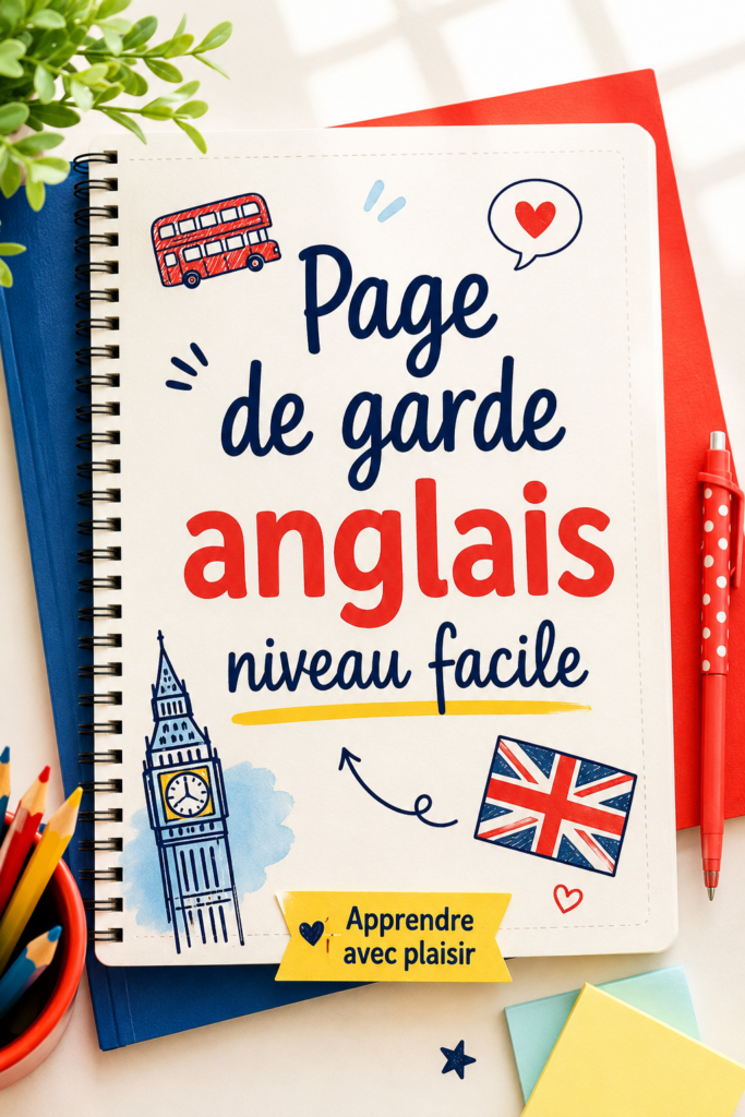Page de garde anglaise élaborée en papier coloré