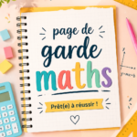 Exemple d'une page de garde de cahier de maths colorée et originale