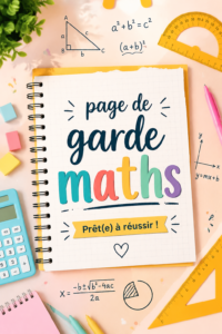 Exemple d'une page de garde de cahier de maths colorée et originale