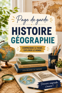 Modèles colorés de pages de garde pour cahiers d'histoire-géo.