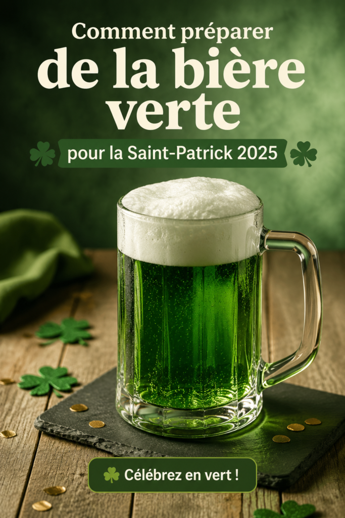 Bière verte traditionnelle prête à être servie pour la Saint-Patrick.