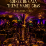 Soirée de Mardi Gras décorée avec des couleurs vives à Houston